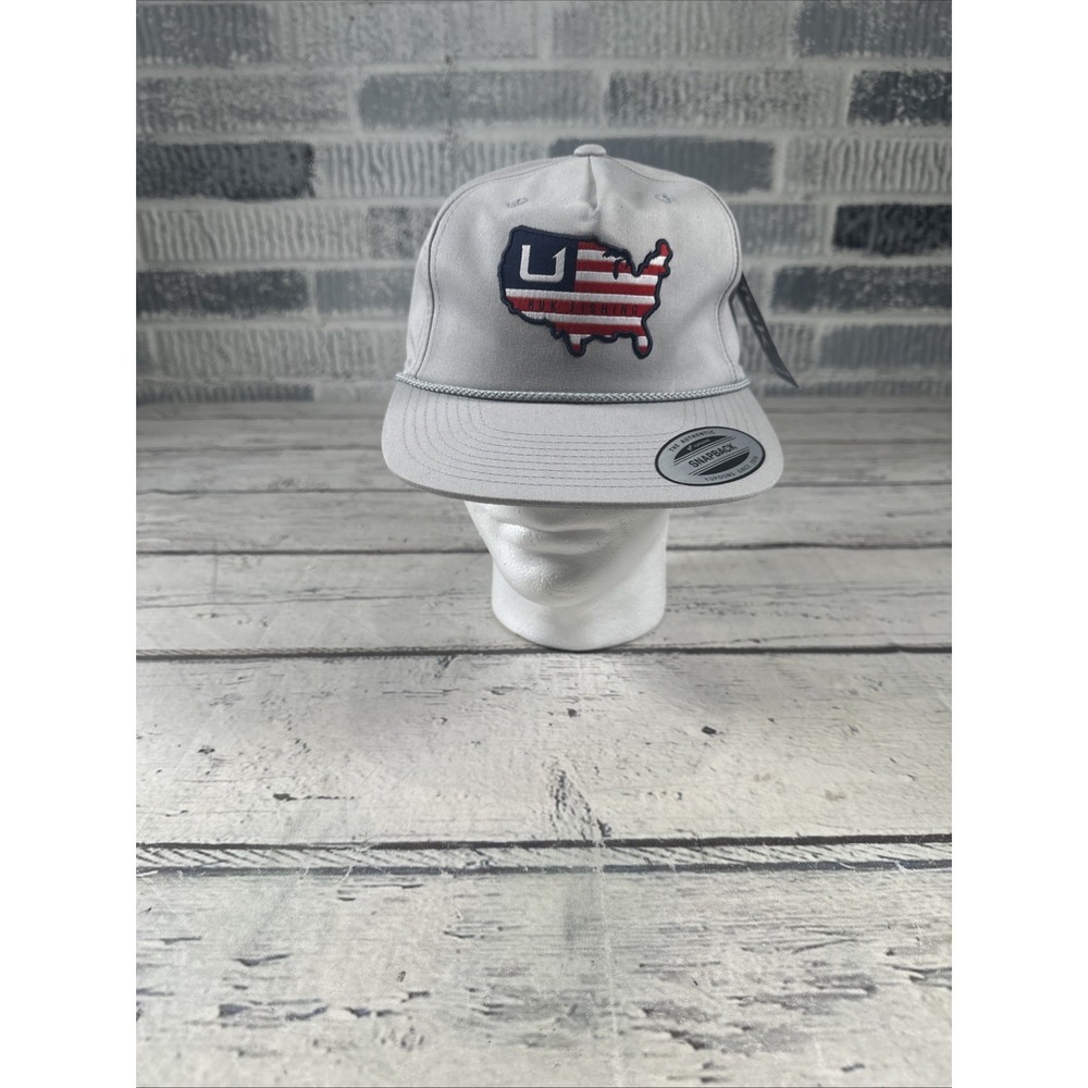 NWT HUK Fishing USA American Rope Hat Cap -  Gray  SnapBack  NWT